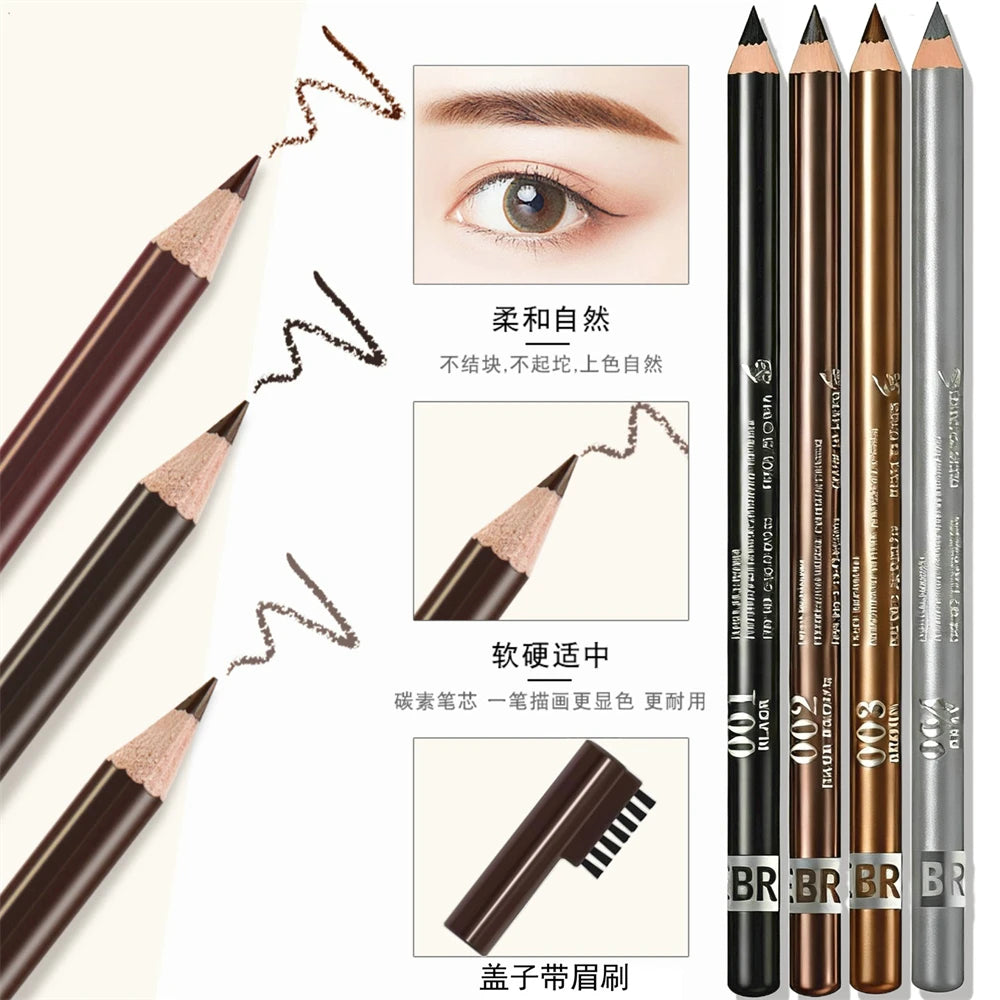 2 In 1 Eyebrow Pencil With Brush Sweat Proof Eyeliner Makeup Pen Professional Defining & Filling Tool Easy Application Cosmetics
