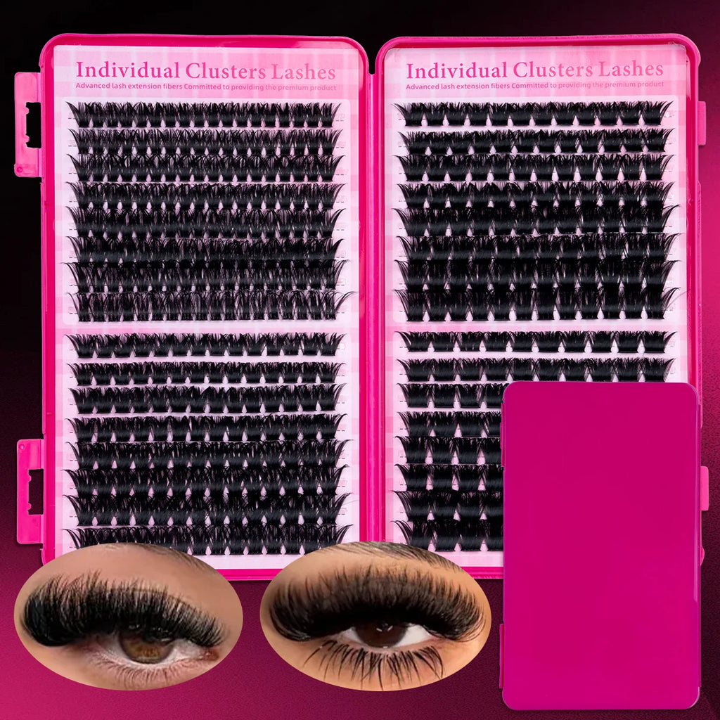 DIY Cluster Lash Large Capacity Mixed Lengths Curl Dense Eyelash Extension 3D Wispy Lash Suitable for Party and Stage Makeup