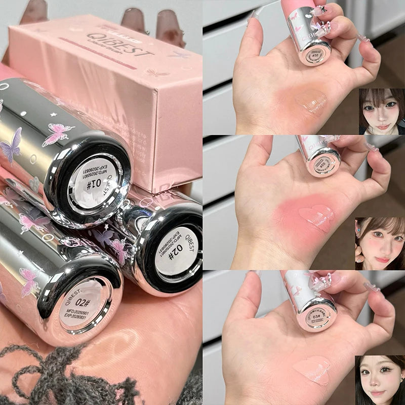 QIBEST New Velvet Matte Liquid Blusher Sponge Head Rendering Moisturizing Long-lasting Beauty Natural Cheek Face Blush Makeup