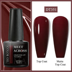 MEET ACROSS 7ml Dark Color Glitter Top Coat Gel For Nails Brocade Powder 2 In 1 Chameleon Nail Art Gel Varnish Manicure