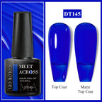 MEET ACROSS 7ml Dark Color Glitter Top Coat Gel For Nails Brocade Powder 2 In 1 Chameleon Nail Art Gel Varnish Manicure