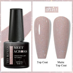 MEET ACROSS 7ml Dark Color Glitter Top Coat Gel For Nails Brocade Powder 2 In 1 Chameleon Nail Art Gel Varnish Manicure