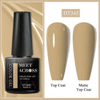 MEET ACROSS 7ml Dark Color Glitter Top Coat Gel For Nails Brocade Powder 2 In 1 Chameleon Nail Art Gel Varnish Manicure