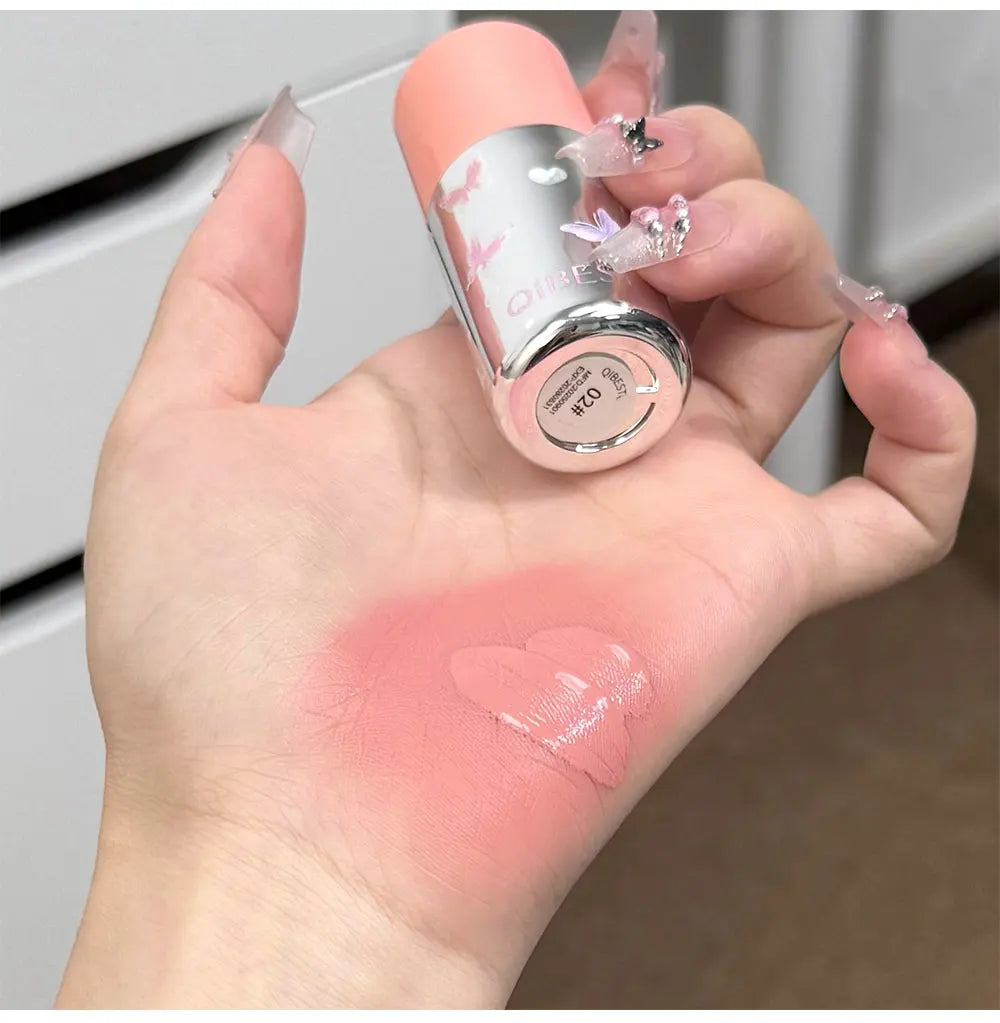 QIBEST New Velvet Matte Liquid Blusher Sponge Head Rendering Moisturizing Long-lasting Beauty Natural Cheek Face Blush Makeup
