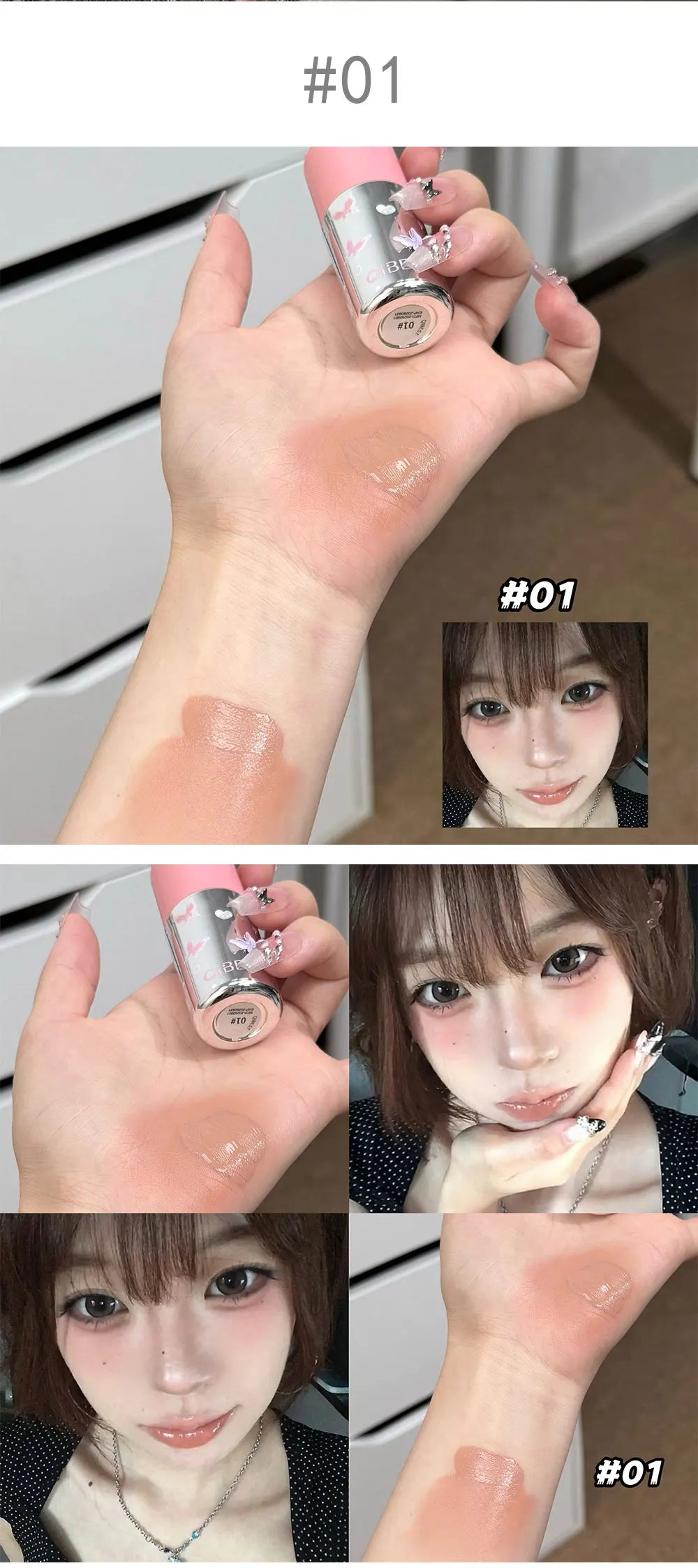 QIBEST New Velvet Matte Liquid Blusher Sponge Head Rendering Moisturizing Long-lasting Beauty Natural Cheek Face Blush Makeup