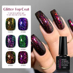 MEET ACROSS 7ml Dark Color Glitter Top Coat Gel For Nails Brocade Powder 2 In 1 Chameleon Nail Art Gel Varnish Manicure