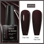 MEET ACROSS 7ml Dark Color Glitter Top Coat Gel For Nails Brocade Powder 2 In 1 Chameleon Nail Art Gel Varnish Manicure