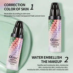 Three-color makeup base is light, moisturizing, easy to apply, and provides long-lasting makeup