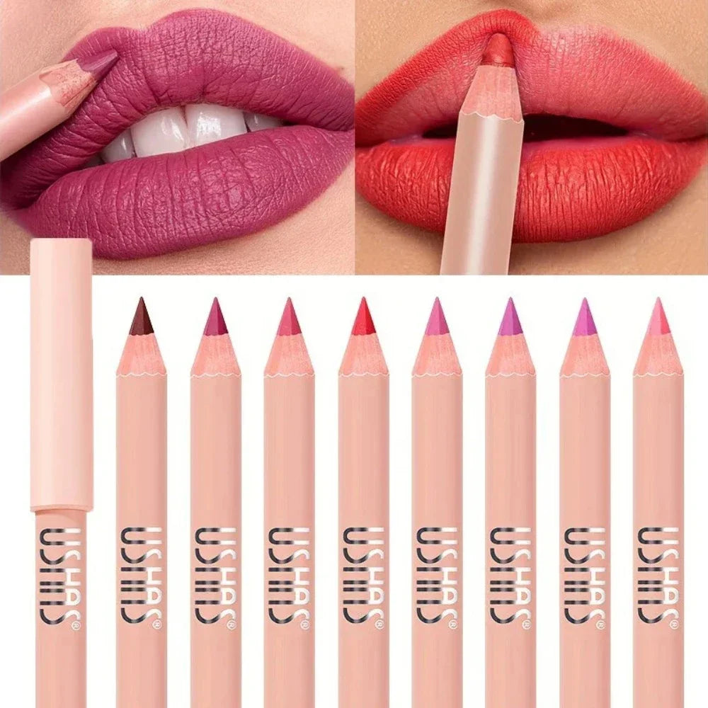 USHAS Matte Lip Liner Pencil Nude Lasting Smooth Application for Perfect Outline & Filling High Pigment Lipstick Contour Makeup