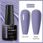 MEET ACROSS 7ml Dark Color Glitter Top Coat Gel For Nails Brocade Powder 2 In 1 Chameleon Nail Art Gel Varnish Manicure