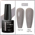 MEET ACROSS 7ml Dark Color Glitter Top Coat Gel For Nails Brocade Powder 2 In 1 Chameleon Nail Art Gel Varnish Manicure