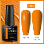 MEET ACROSS 7ml Dark Color Glitter Top Coat Gel For Nails Brocade Powder 2 In 1 Chameleon Nail Art Gel Varnish Manicure