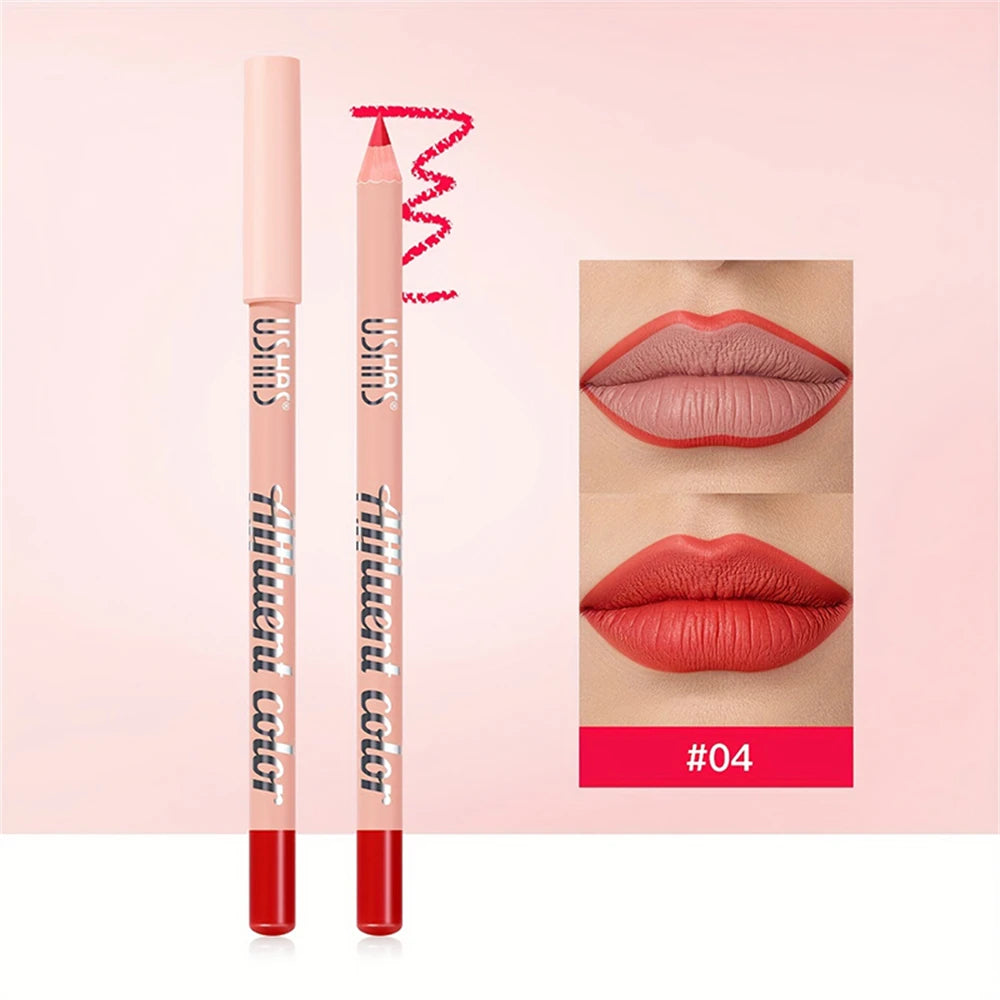 USHAS Matte Lip Liner Pencil Nude Lasting Smooth Application for Perfect Outline & Filling High Pigment Lipstick Contour Makeup