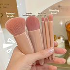 Mini Makeup Brush Set Travel Makeup Brush Set，5Pcs Portable Makeup Brush Set With Mirror -  Foldable Travel Kit