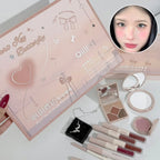 Face Makeup Set Double End Lip Glaze, Pressed Powder,Blush,Eyeshadow, Eyebrow Pen,Eyeliner,Lip Oil Gift Cosmetics
