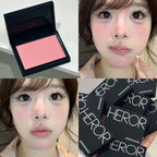 Low Saturation Silky Bean Paste Red Rouge Powder Single Color Natural Matte Cheek Blush Makeup Face Contouring Cheek Tint