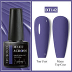 MEET ACROSS 7ml Dark Color Glitter Top Coat Gel For Nails Brocade Powder 2 In 1 Chameleon Nail Art Gel Varnish Manicure
