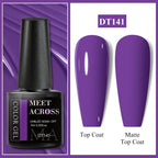 MEET ACROSS 7ml Dark Color Glitter Top Coat Gel For Nails Brocade Powder 2 In 1 Chameleon Nail Art Gel Varnish Manicure