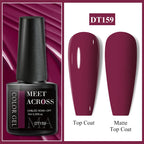 MEET ACROSS 7ml Dark Color Glitter Top Coat Gel For Nails Brocade Powder 2 In 1 Chameleon Nail Art Gel Varnish Manicure