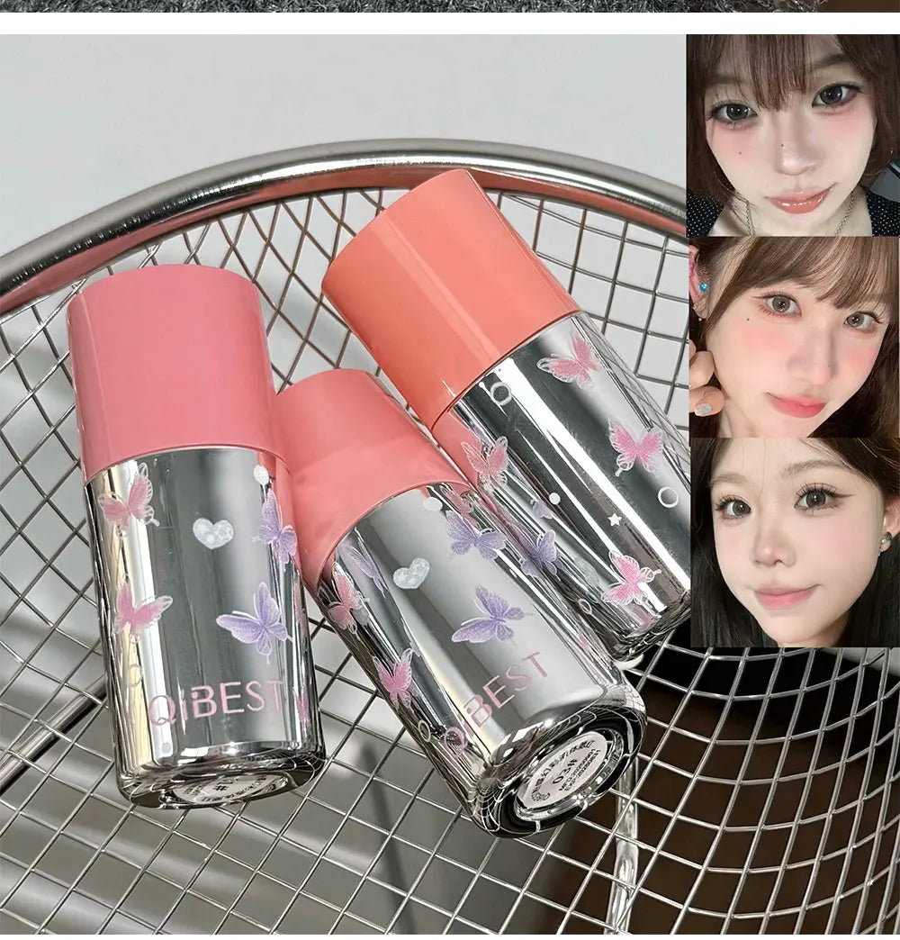 QIBEST New Velvet Matte Liquid Blusher Sponge Head Rendering Moisturizing Long-lasting Beauty Natural Cheek Face Blush Makeup