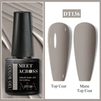 MEET ACROSS 7ml Dark Color Glitter Top Coat Gel For Nails Brocade Powder 2 In 1 Chameleon Nail Art Gel Varnish Manicure